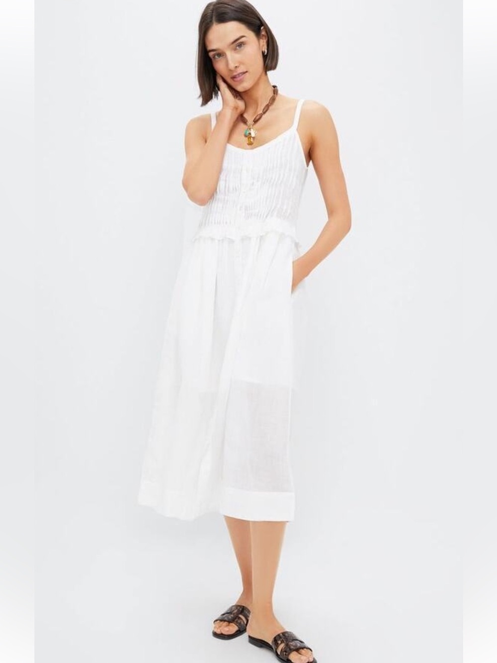 Sea New York White Button-Down Dress